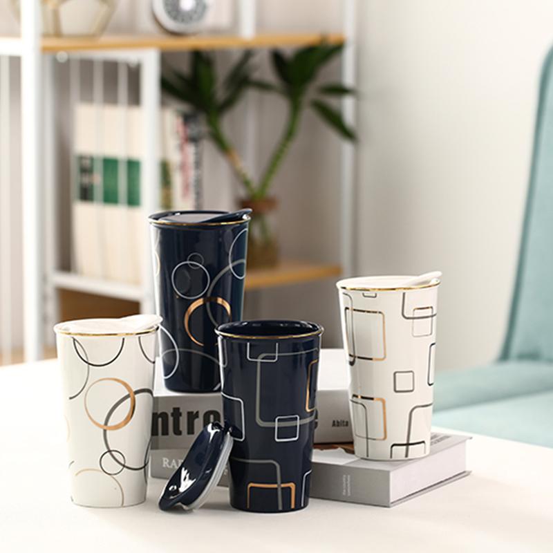 Multi color pattern ceramic cup
